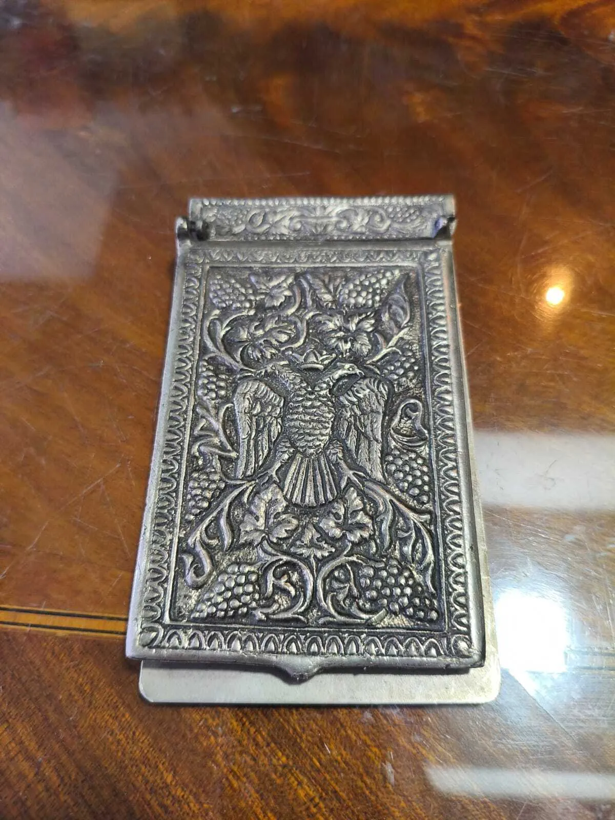 ANOTADOR   DE PLATA   LABRADO ANTIQUE "APLA"  15 X  9 CM 