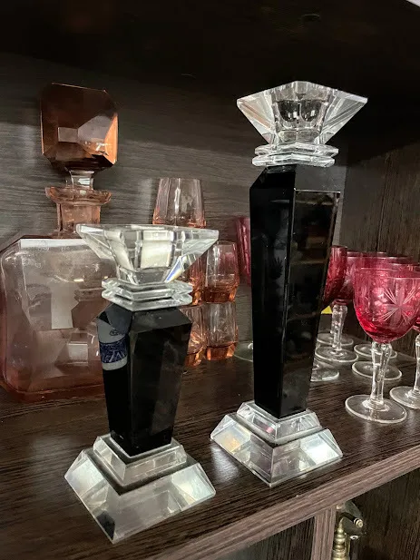 CANDELABRO CRISTAL NEGRO BAJO