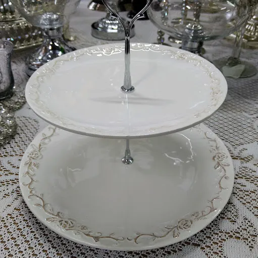 PORTA MASA DOBLE  CERÁMICA CON BORDE  FLORES EN RELIEVE