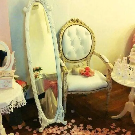 ESPEJO DE PIE OVAL BLANCO 1.40 x 0.35 mt