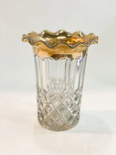 FLORERO CRISTAL BORDE ORO ALT 20 cm  (FC008)