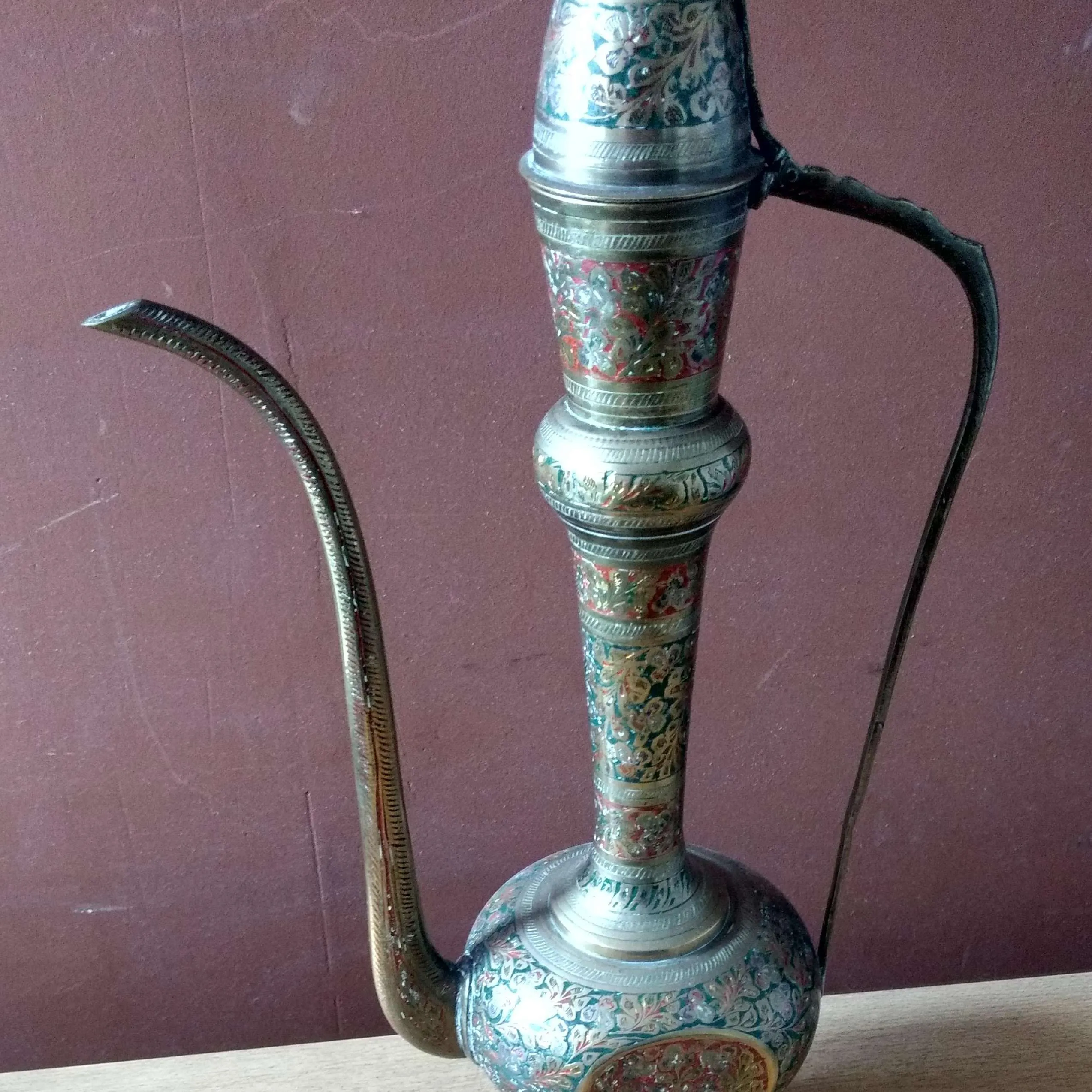 ANFORA ALTA  BRONCE Y ESMALTE ARABE  ORIENTAL ALT.46 CM ANF 01