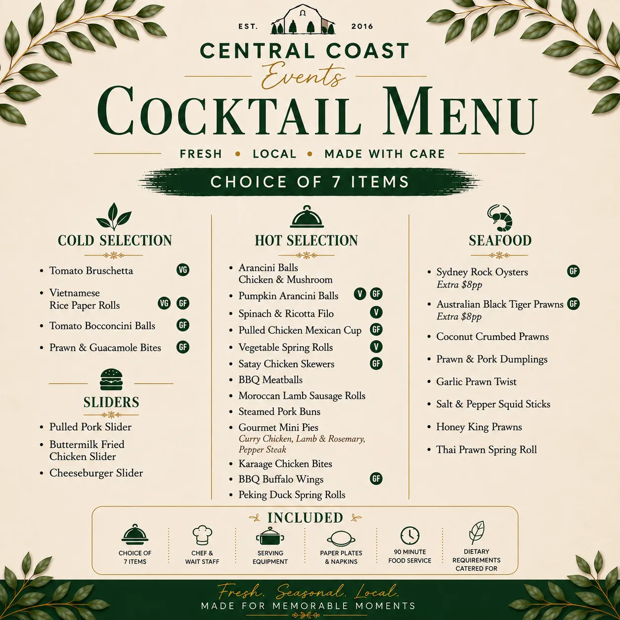 Catering Cocktail Menu
