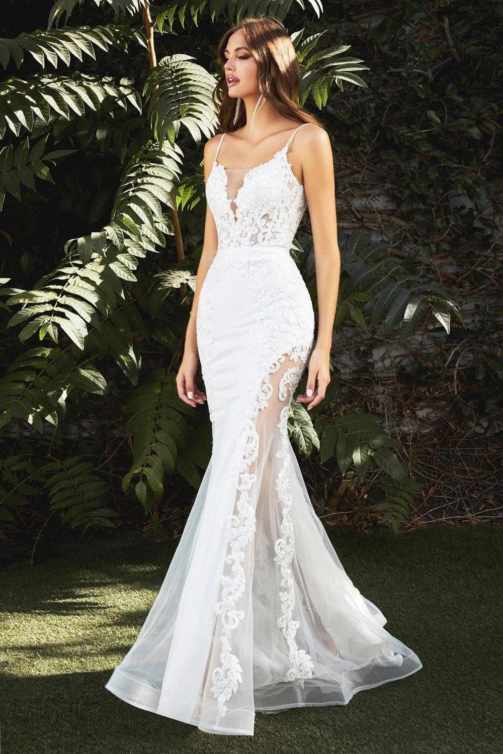 Off White Cinderella Divine CD937W Mermaid Illusion Wedding Dress