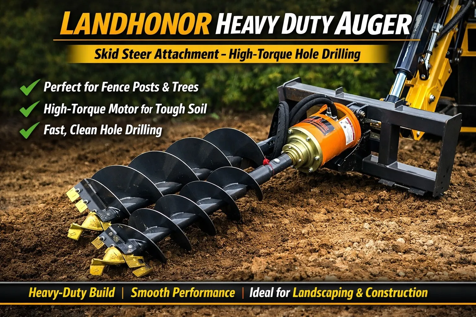 Landhonor Heavy Duty Skid Steer Auger