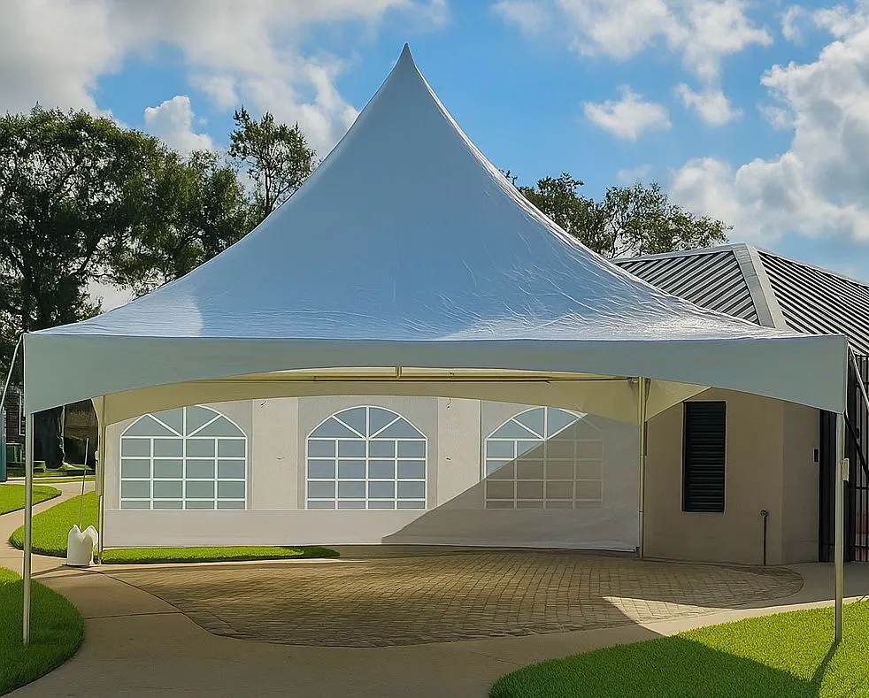20×20 High Peak Tent Package with Chandelier – 36 to 48 Guests