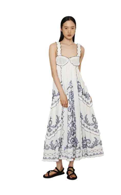 Alémais Hazel Smock Embroidered Midi 