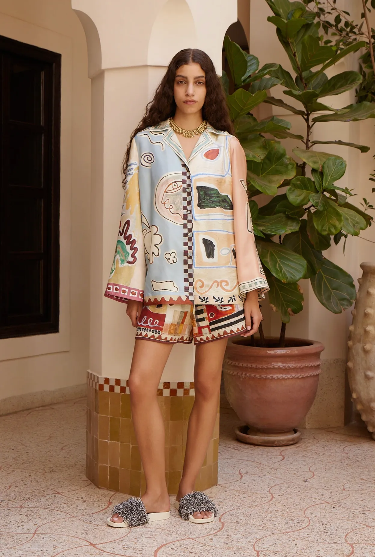 Alémais Michelle Set - Silk Shirt and Linen Short