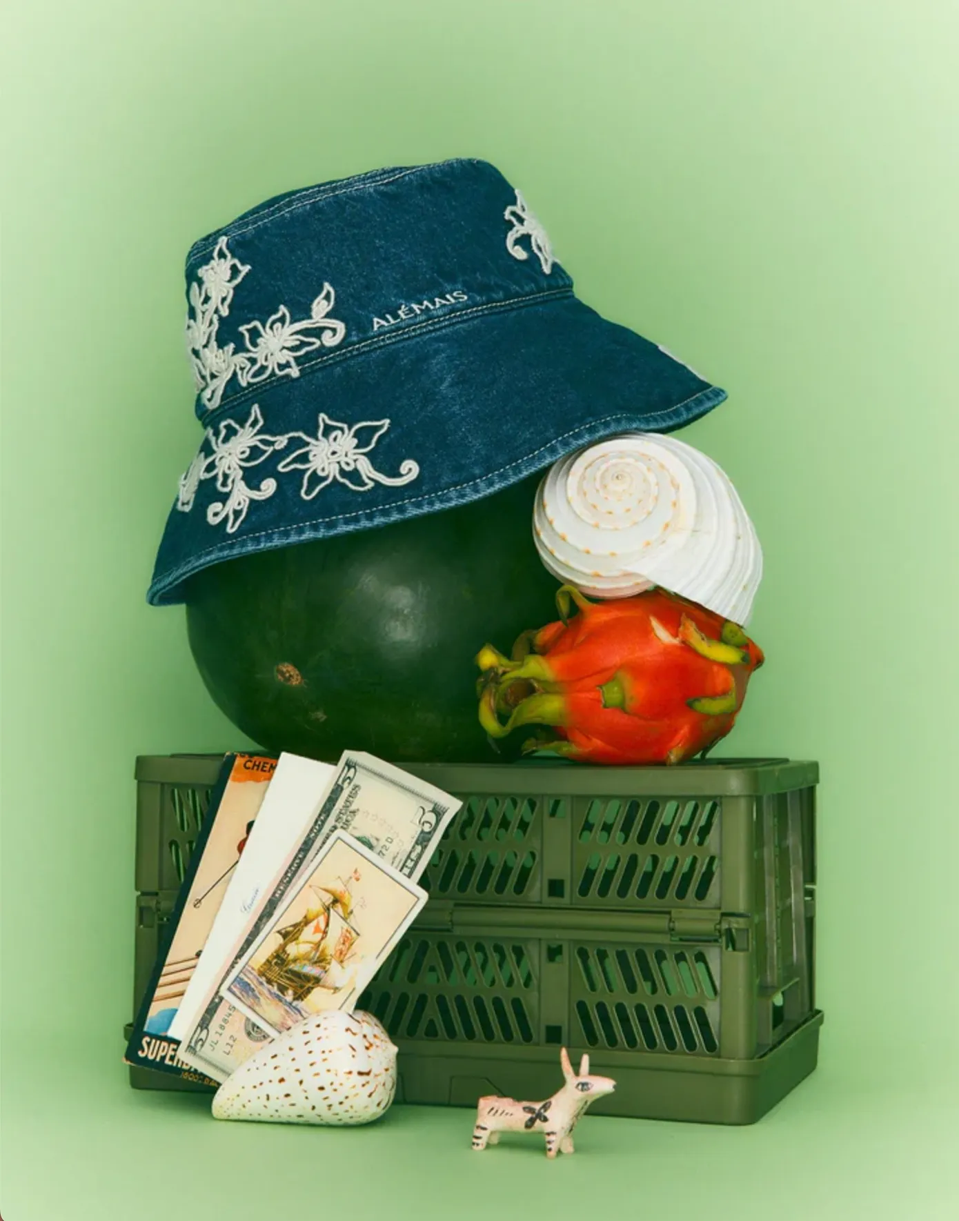 Alémais Carmen Mid Brim Denim Bucket Hat