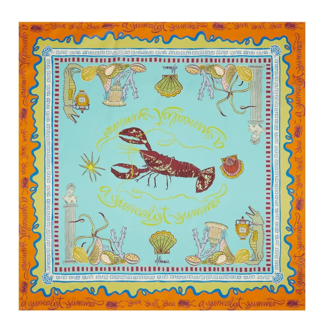 Alémais Surrealist Summer Silk Scarf