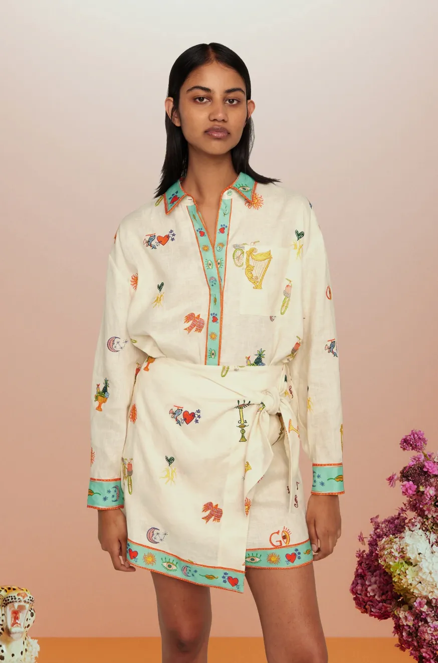 Alémais Holiday Go-To Embroidered Mini Skirt