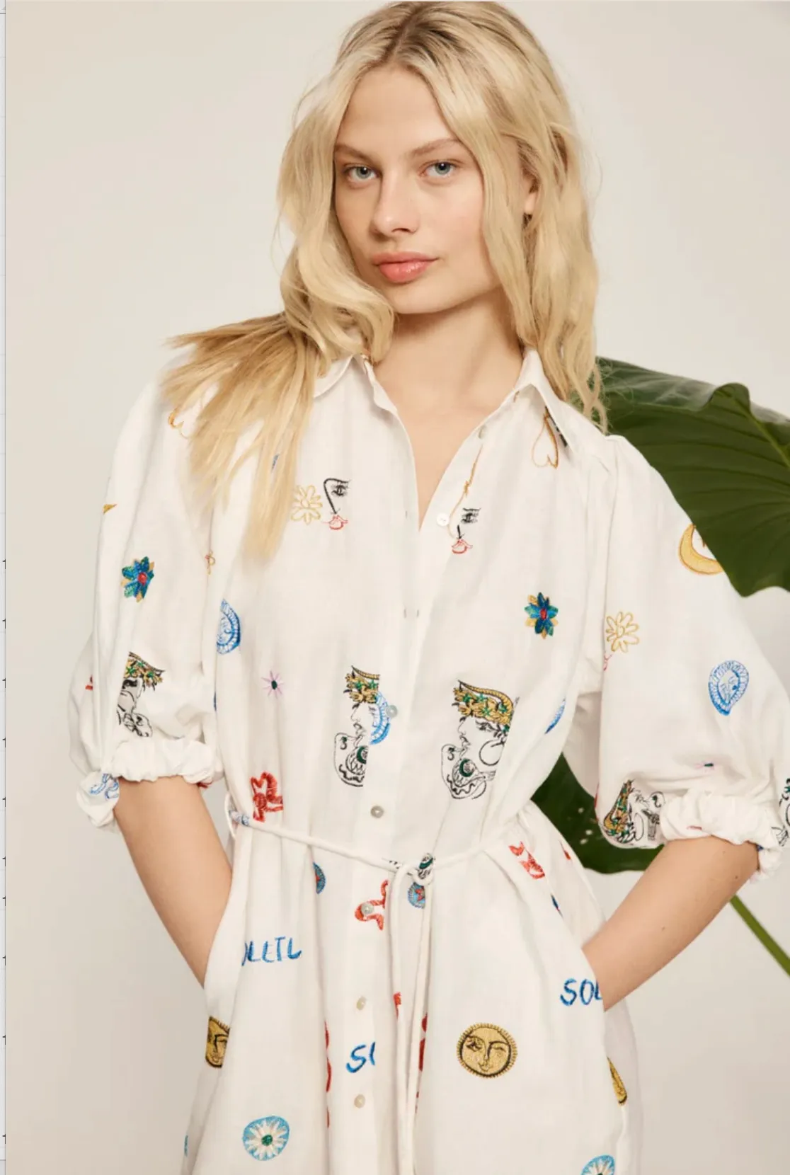 Alémais Soleil Embroidered Shirtdress