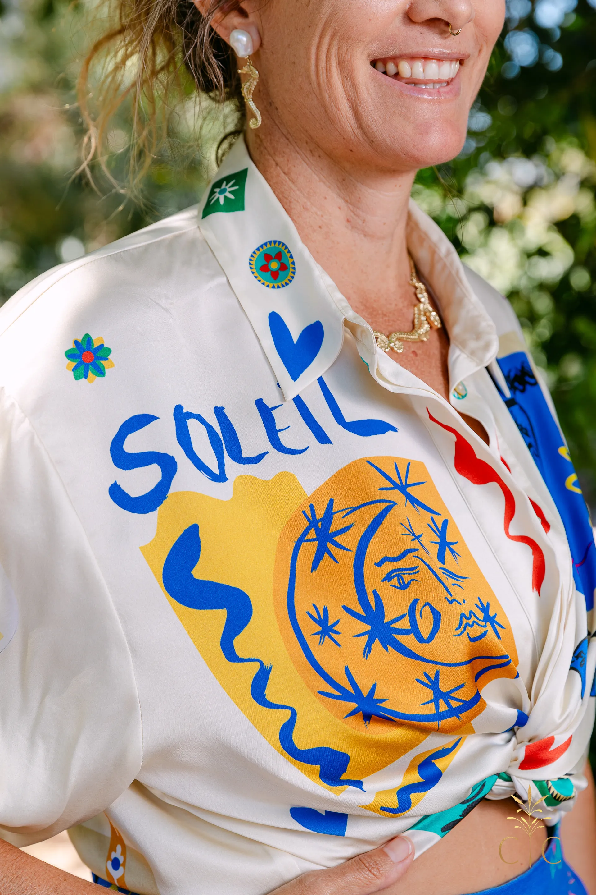 Alémais Soleil Set - Silk Shirt and Ruffle Skirt