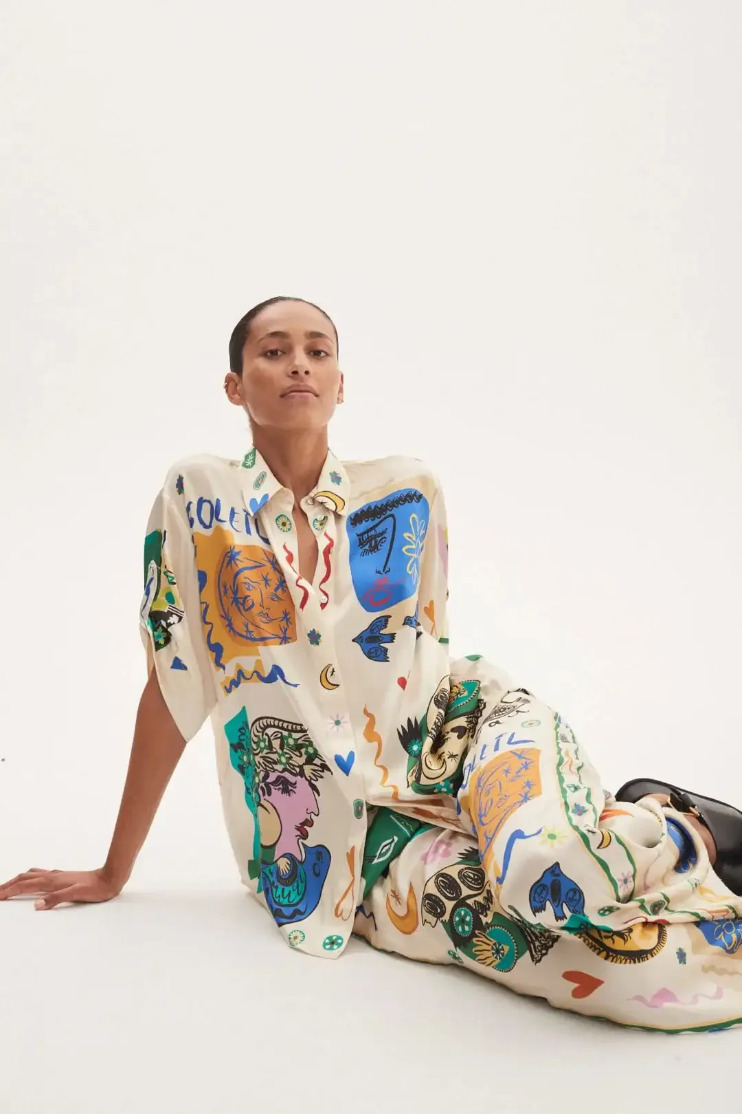 Alémais Soleil Set - Silk Shirt and Silk Pant