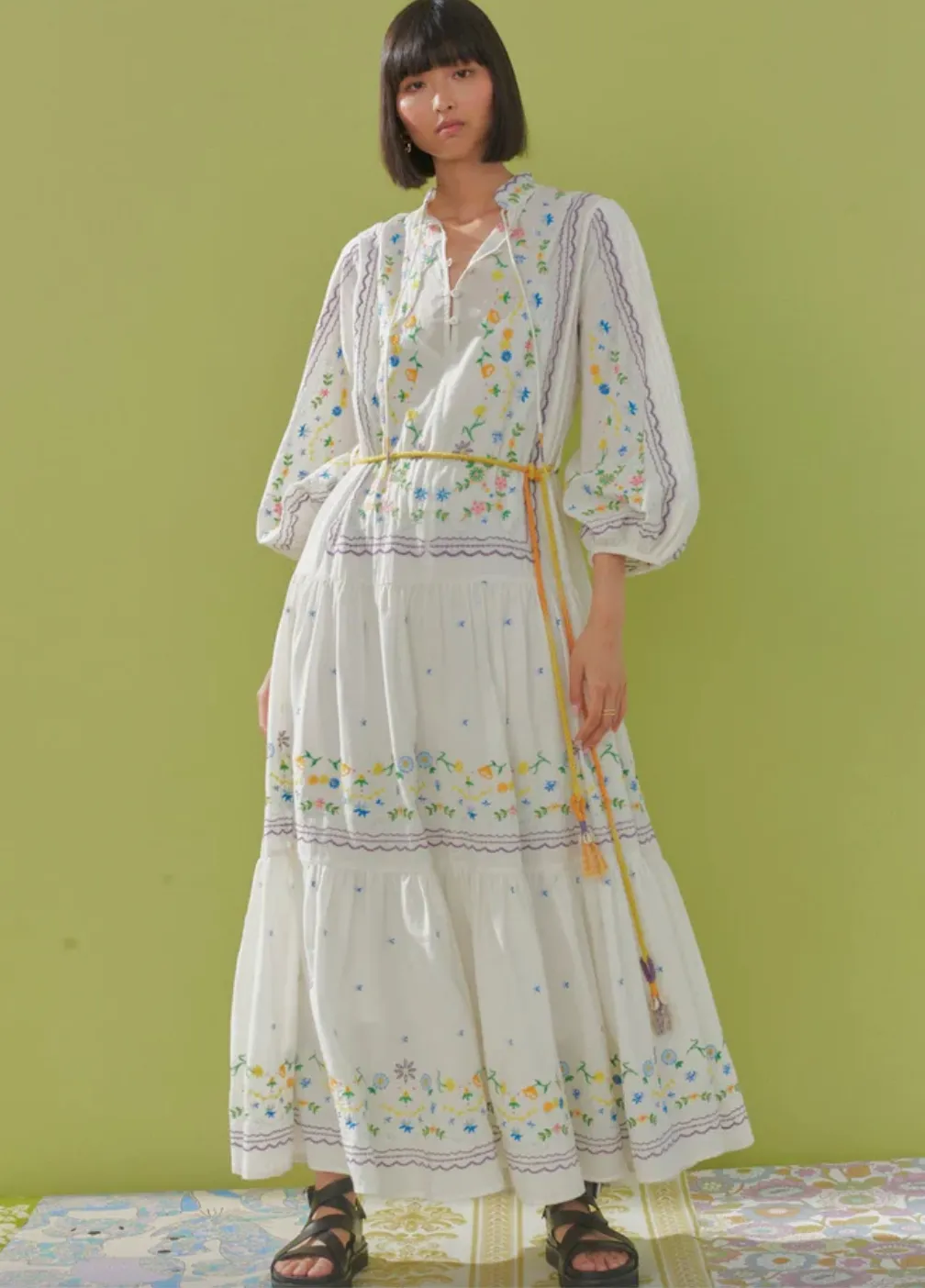 Alémais Juniper Embroidered Midi