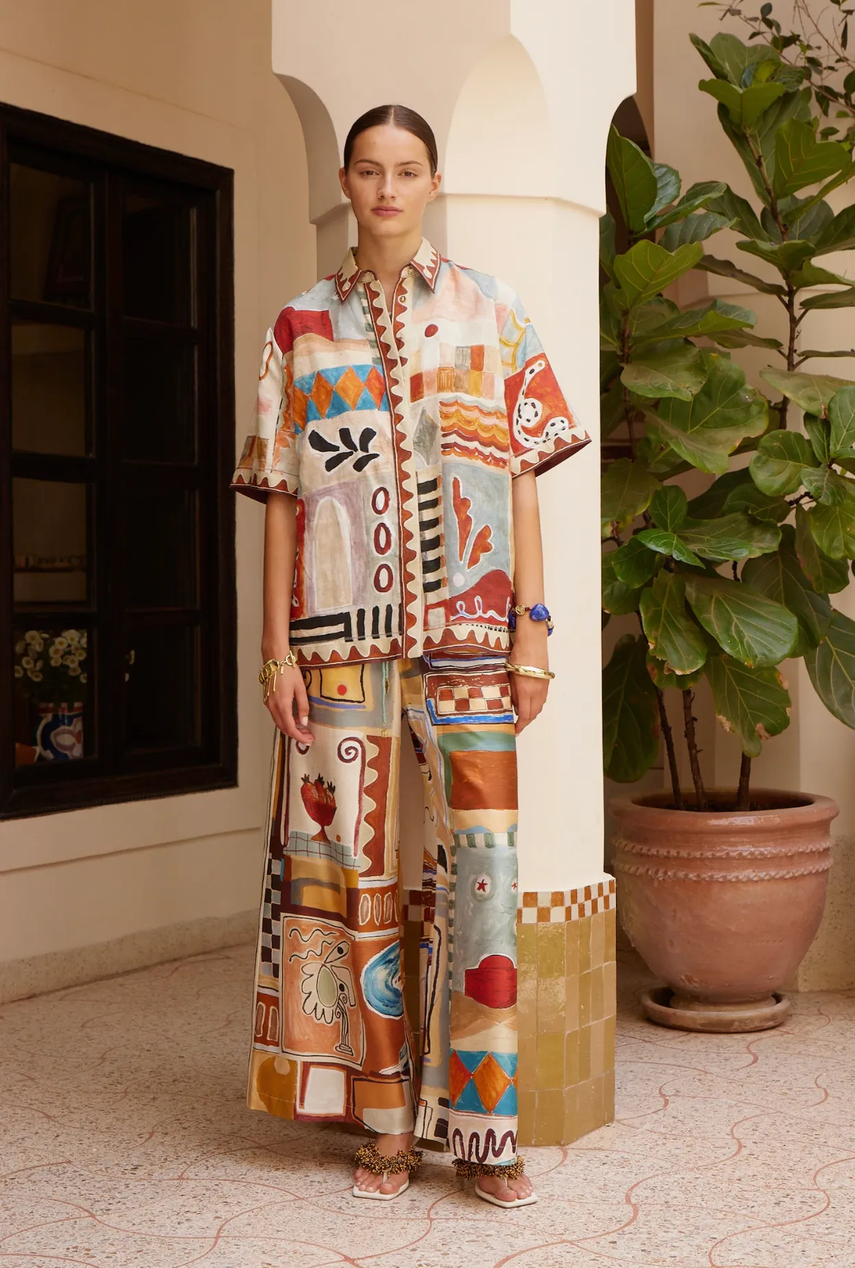 Alémais Michelle Set - Linen Shirt and Silk Pant