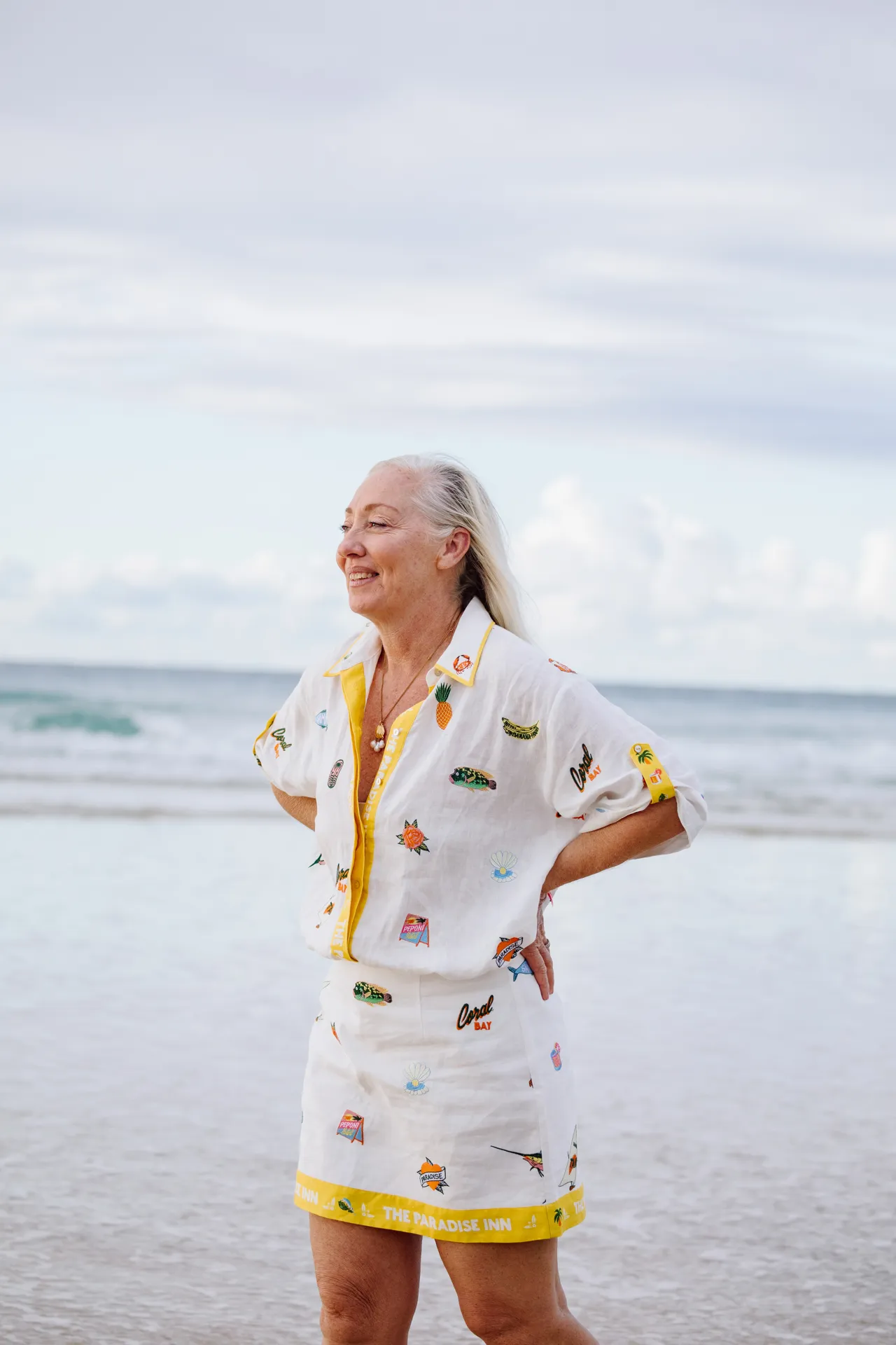 Alémais Blue Marlin Embroidered Set - Shirt and Skirt