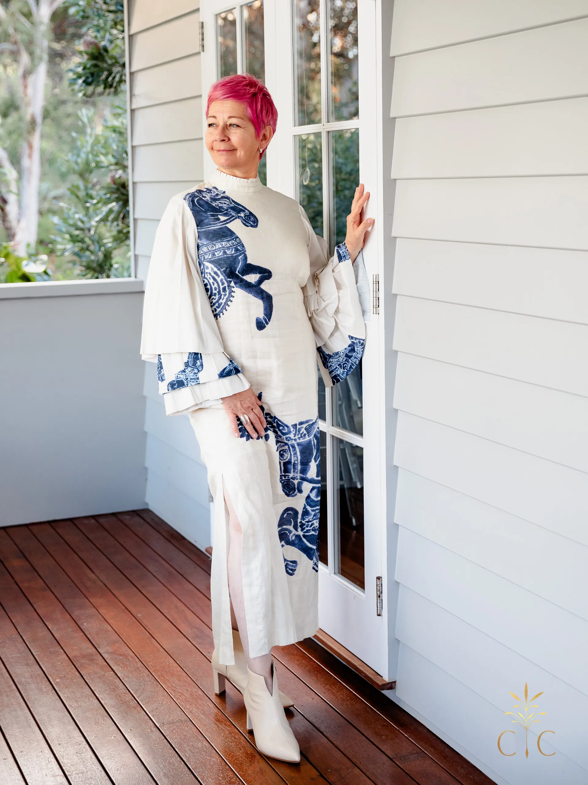 Alémais Rider Pleat Sleeve Midi 