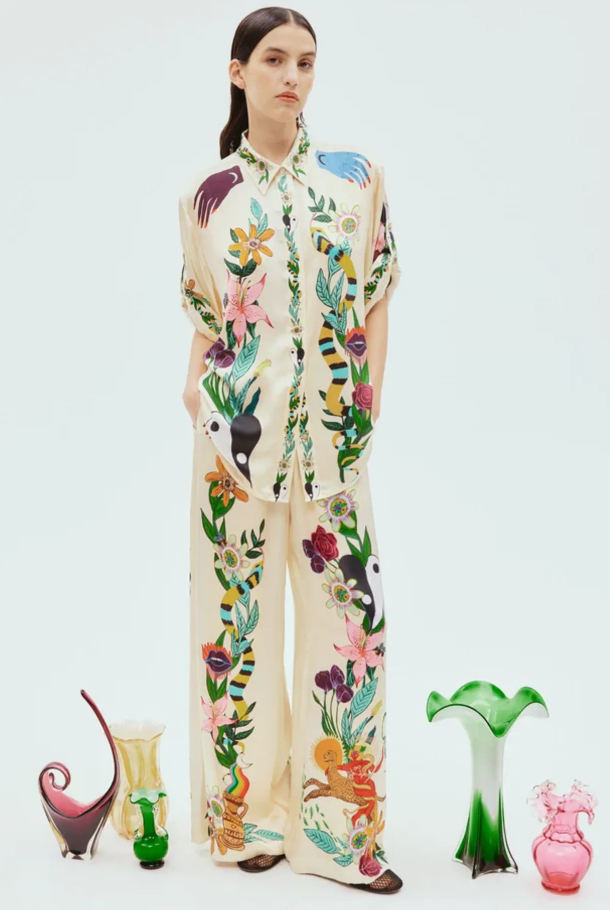 Alémais Meagan Silk Shirt and Pant Set Size 14