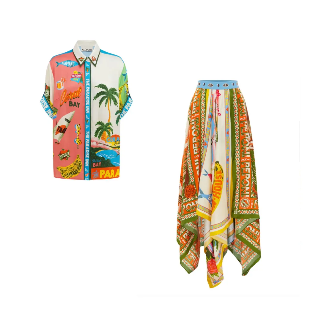 Alémais Paradiso Set - Shirt and Scarf Skirt