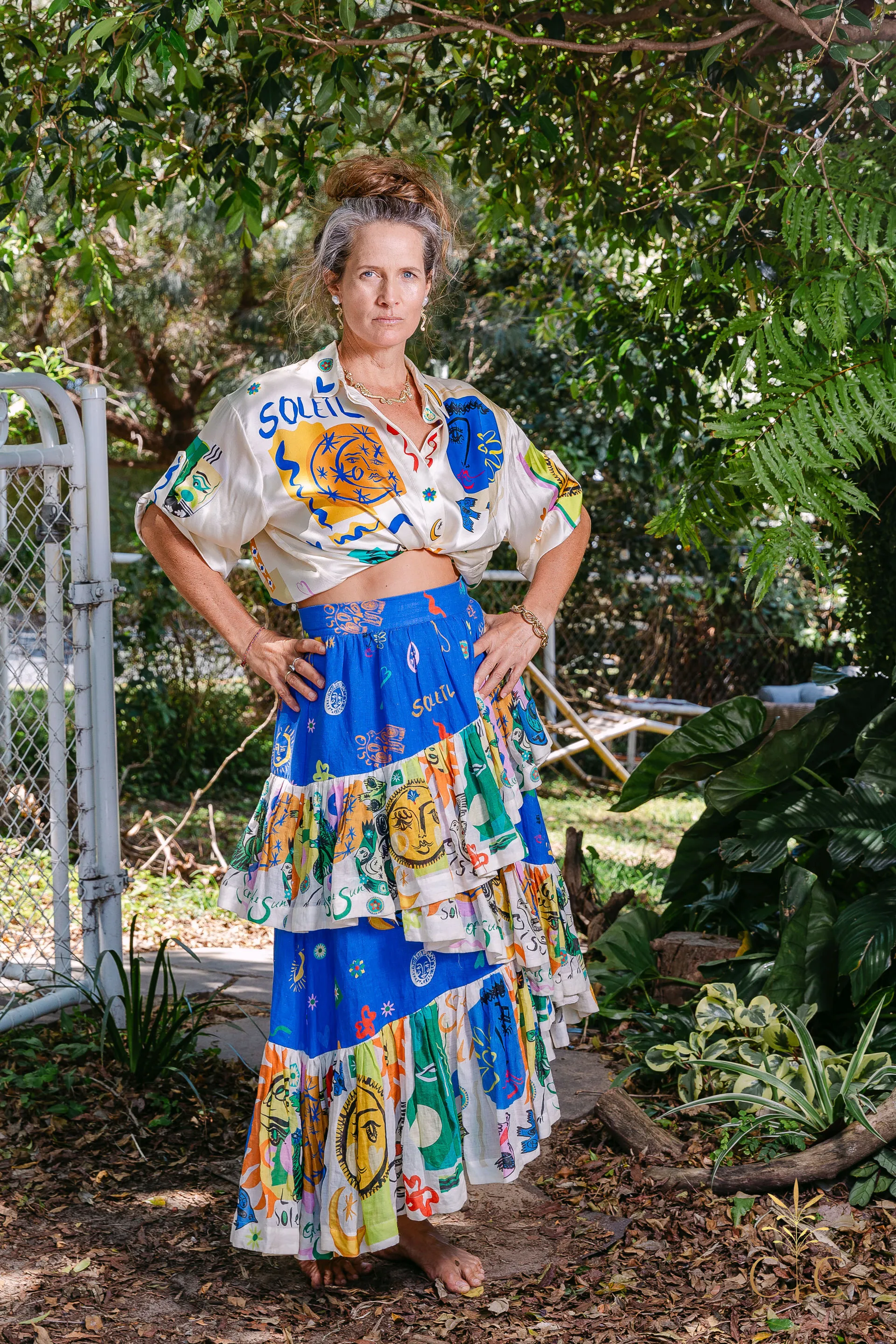 Alémais Soleil Set - Silk Scarf and Ruffle Skirt