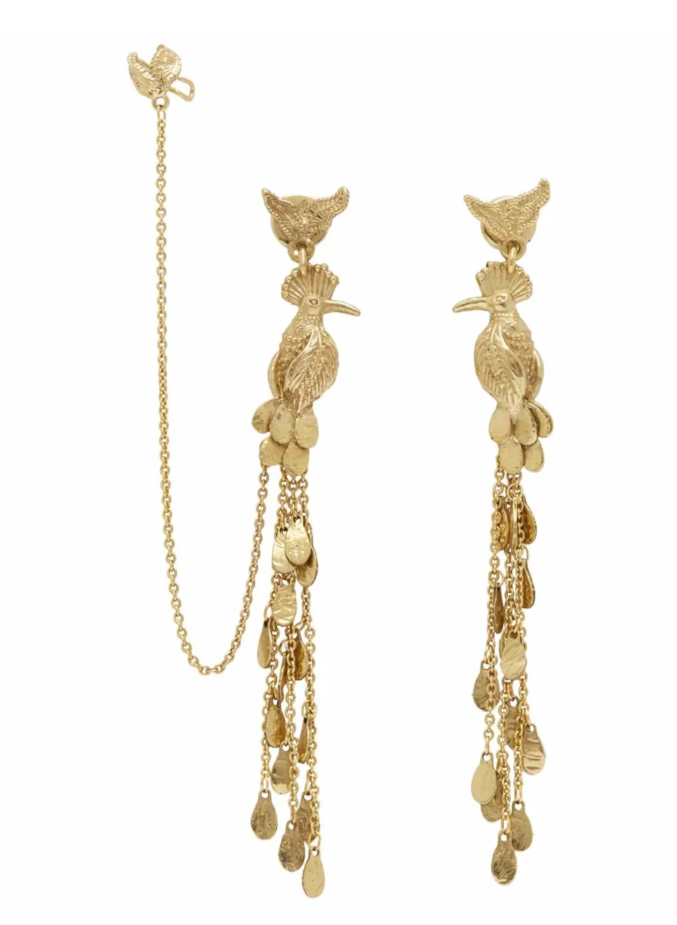 Alémais Jem Bird Tassel Chain Drop Earrings