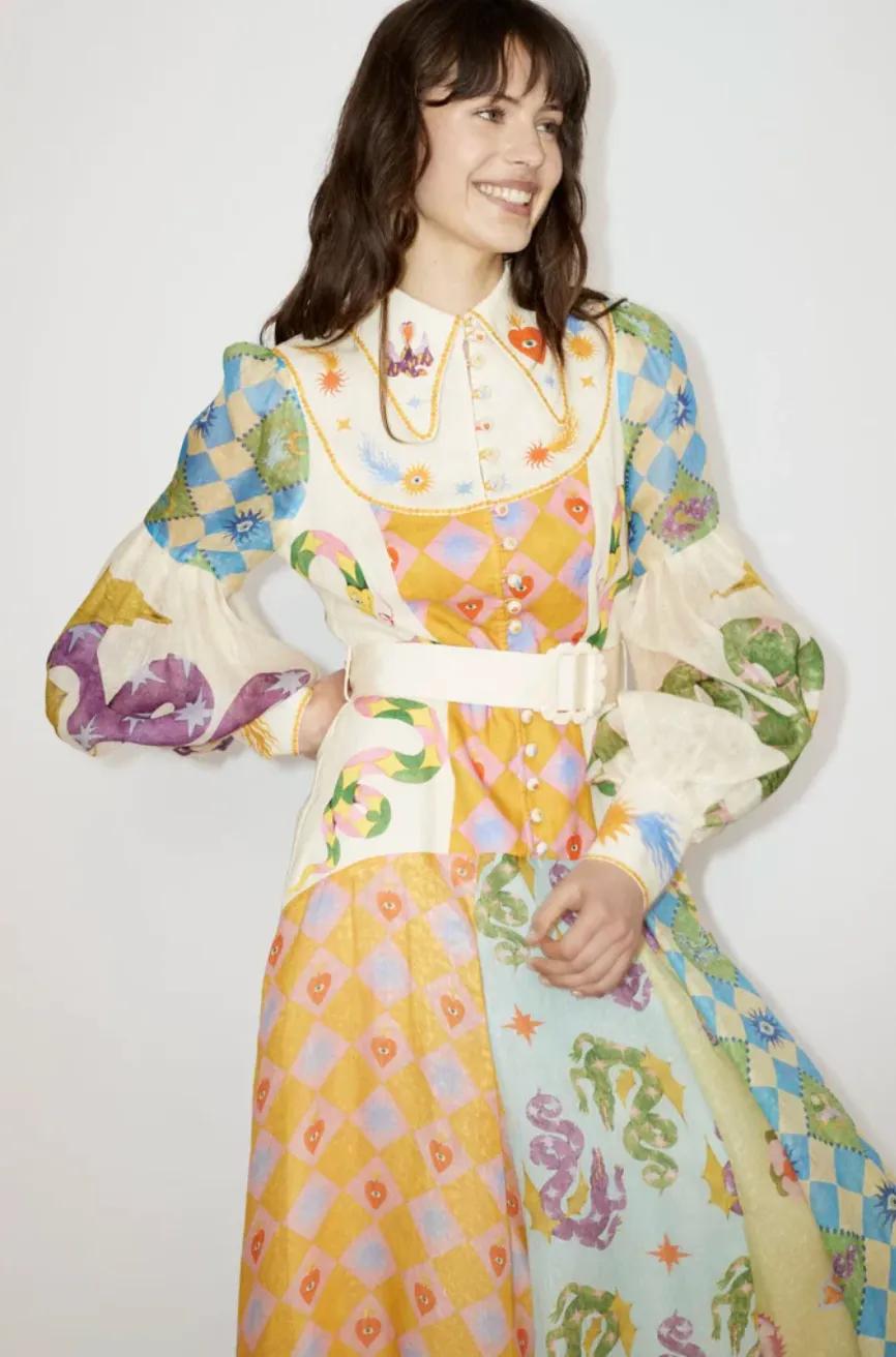 Alémais Lou Balloon Sleeve Shirtdress