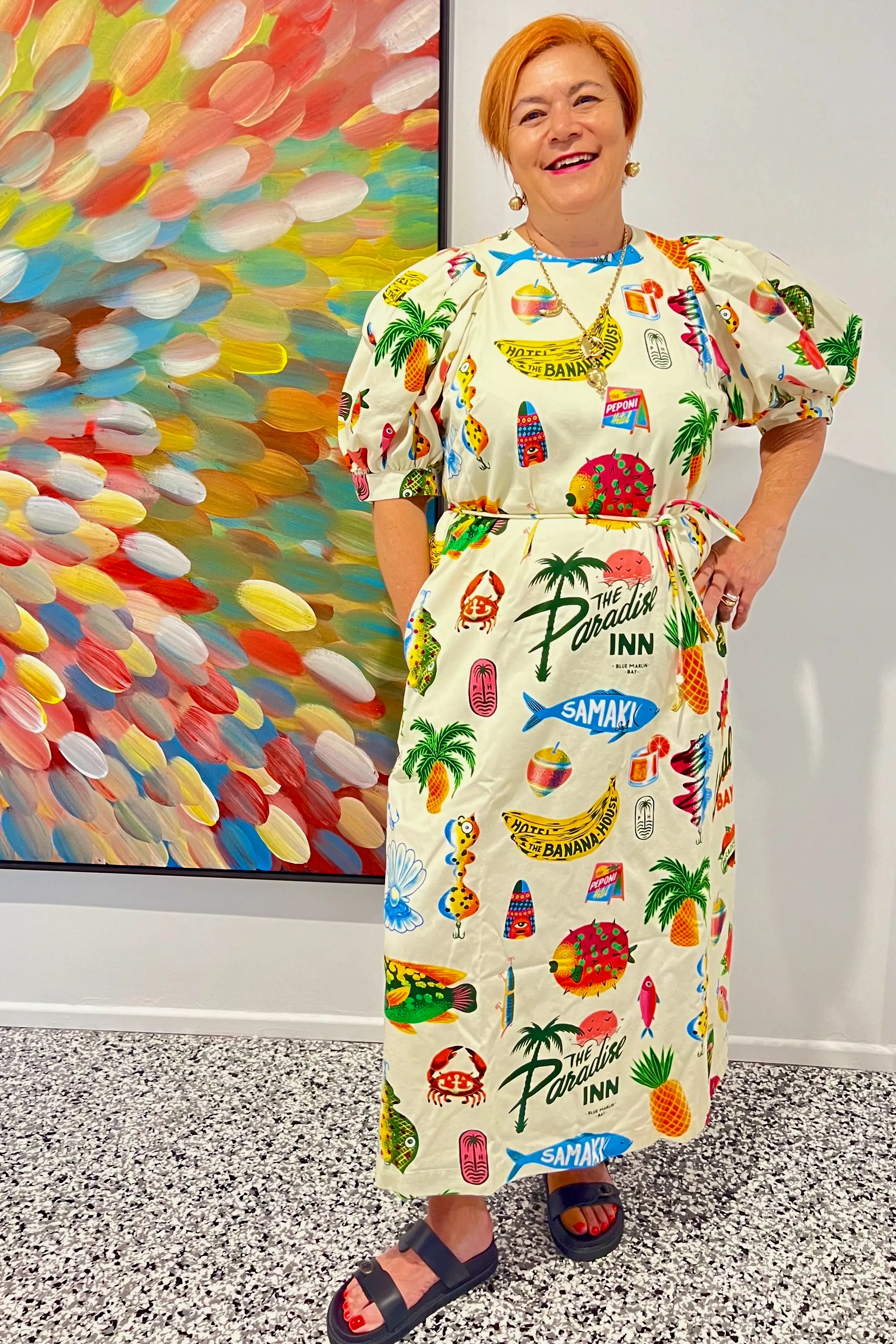 Alémais Samaki Puff Sleeve Midi 