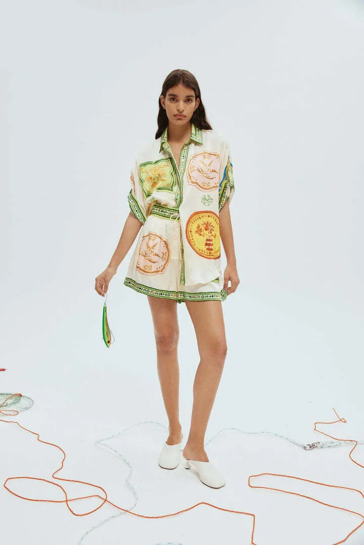 Alémais Porcelain Silk Set - Shirt and Short