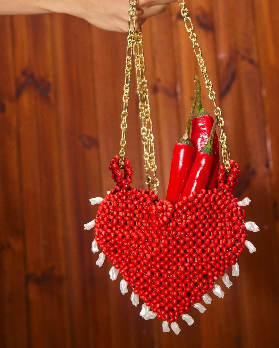 Alémais Carmelo Beaded Heart Bag