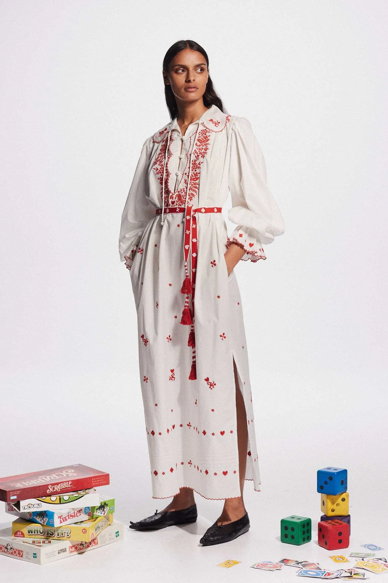 Alémais Hearts Embroidered Midi