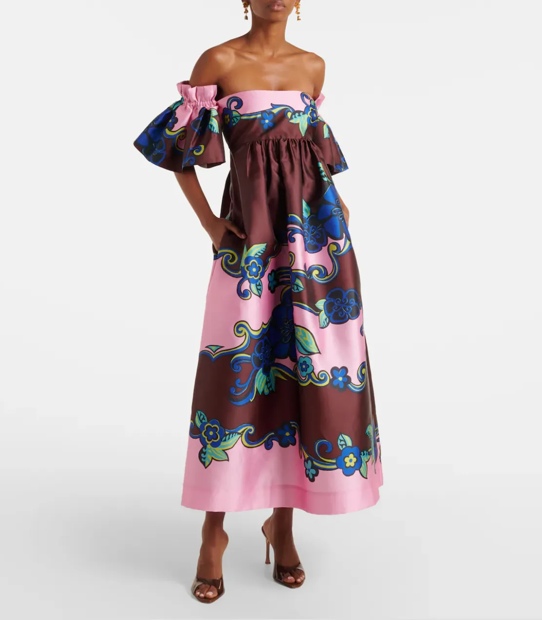 Alémais Azalea Off Shoulder Satin Midi Exclusive