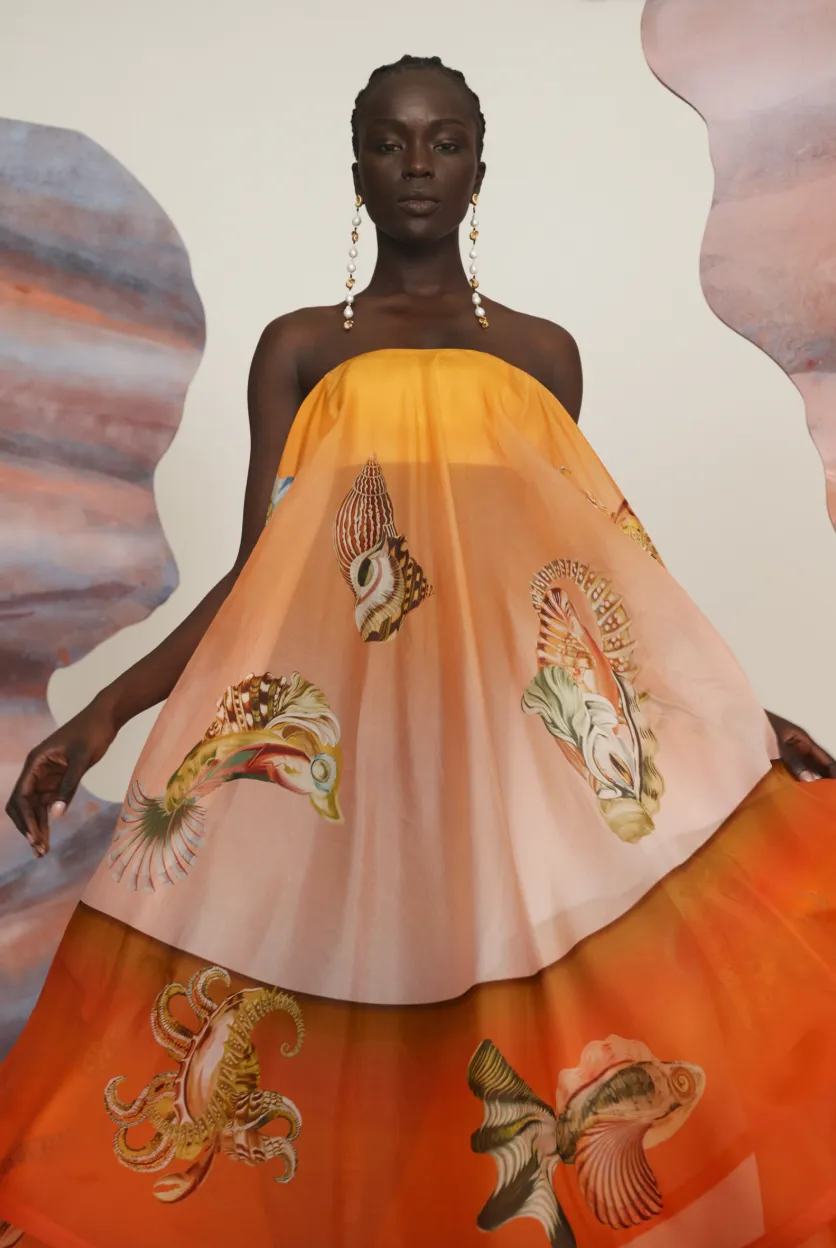 Alémais Neptuna Silk Strapless Gown