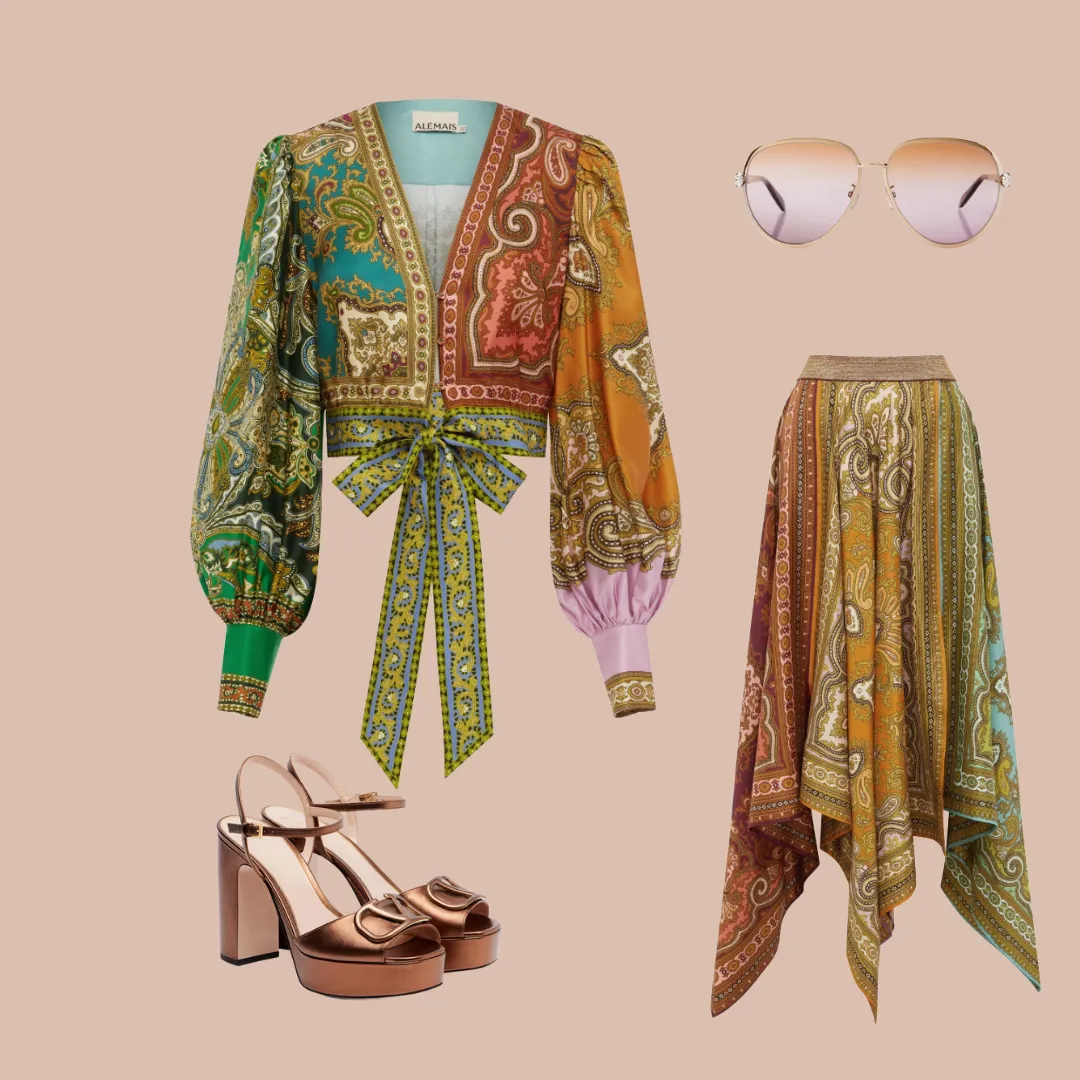 Alémais Clemenza Set - Cropped Blouse and Scarf Skirt