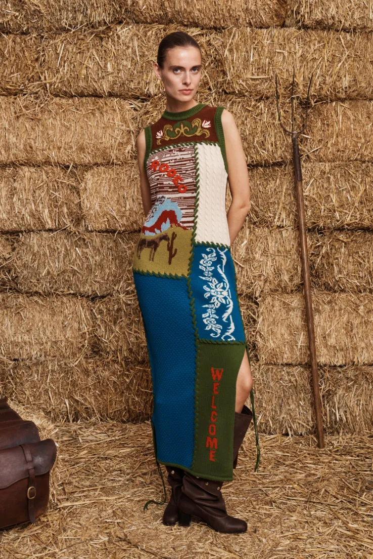 Alémais Lasso Patchwork Knit Dress