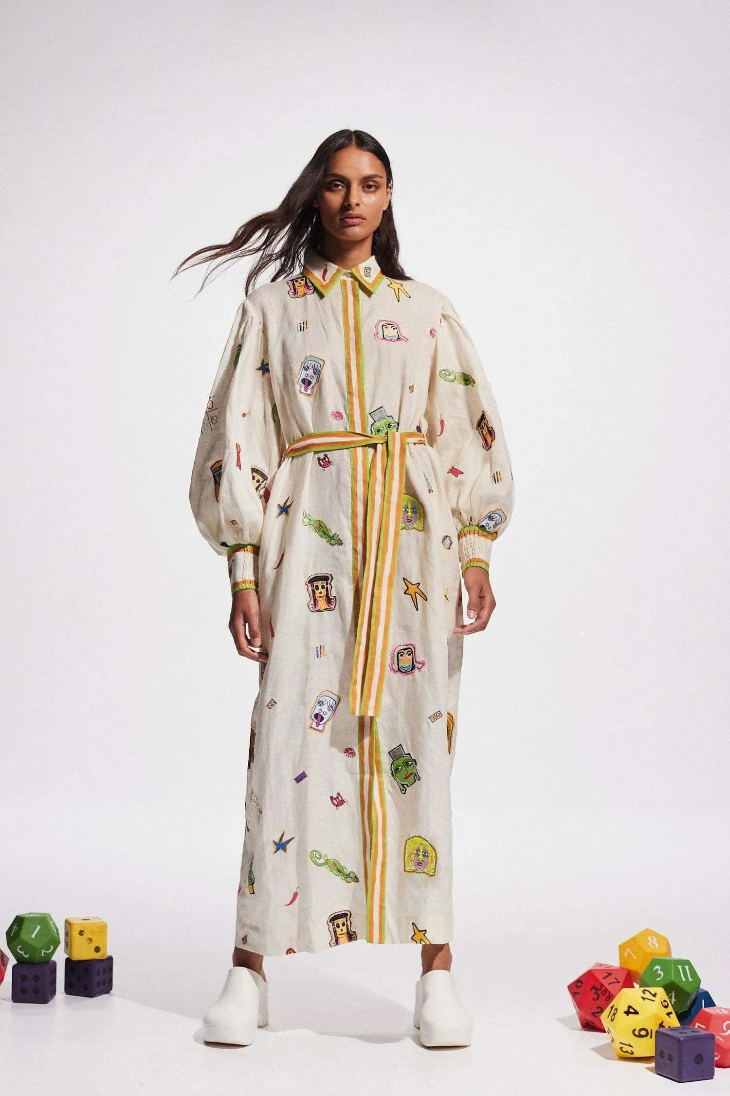 Alémais Checkers Embroidered Shirtdress