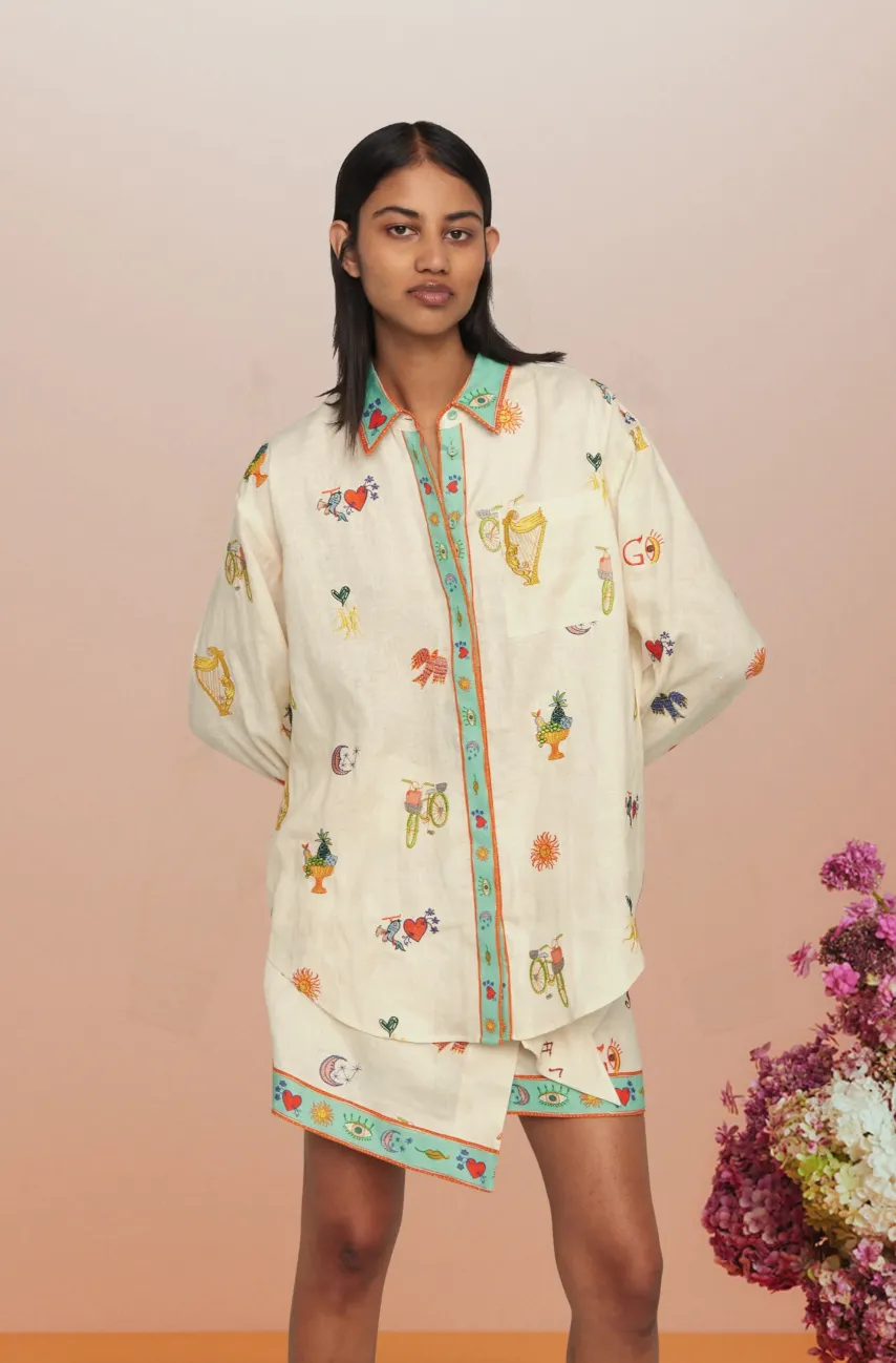 Alémais Holiday Go-To Embroidered Shirt