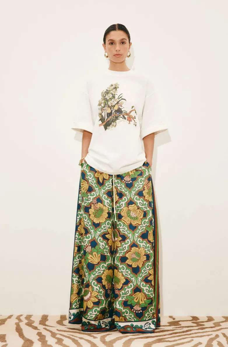 Alémais Toucan and Liana Set - Tee and Silk Palazzo Pant