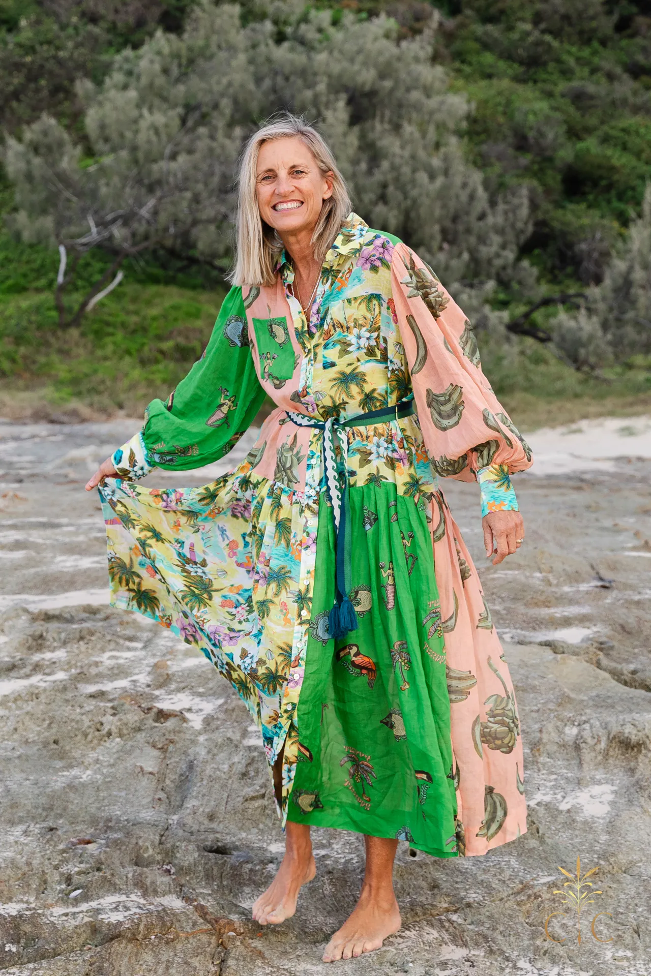 Alémais Holiday Patchwork Shirtdress