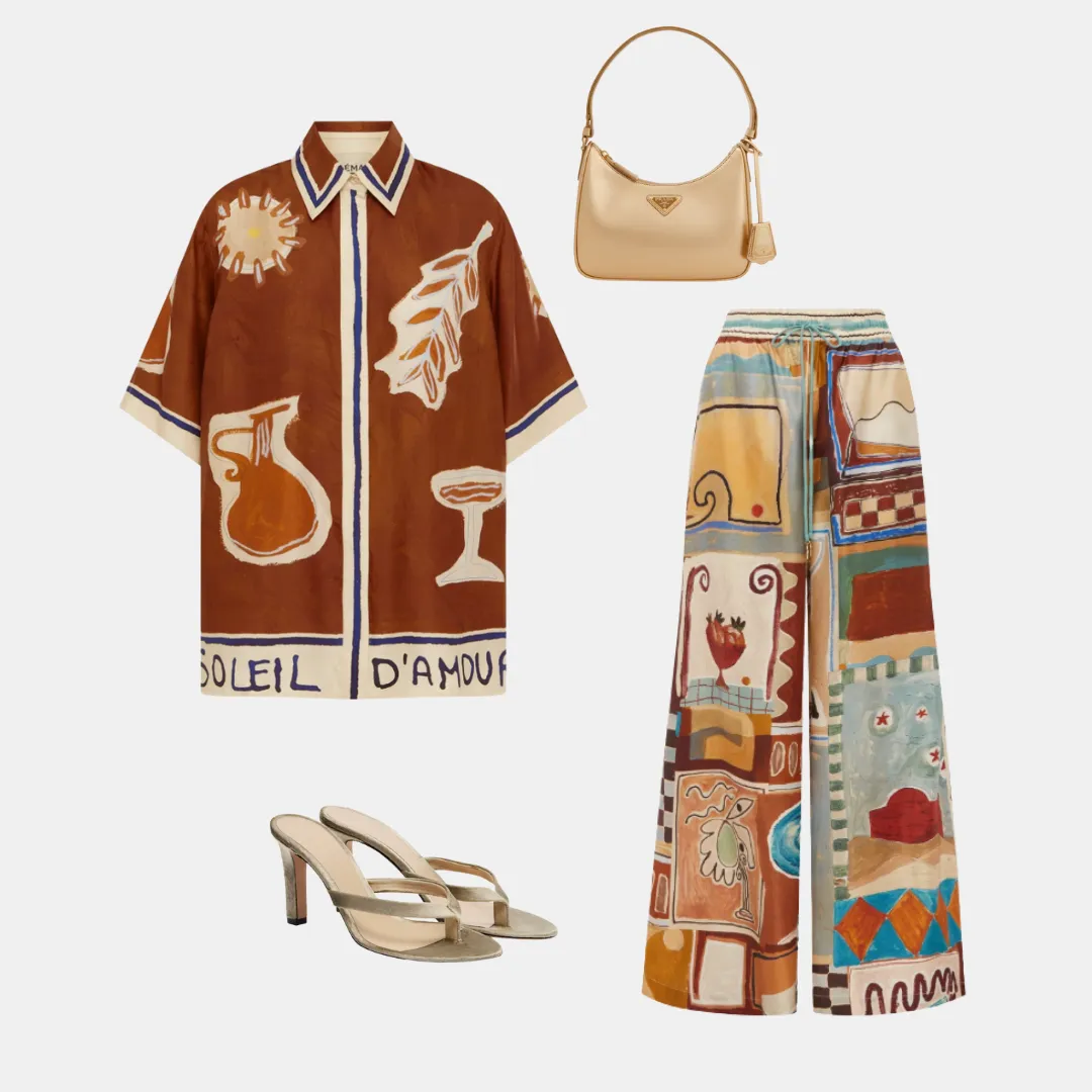 Alémais Soleil D'Amour & Michelle Silk Set- Shirt and Pant