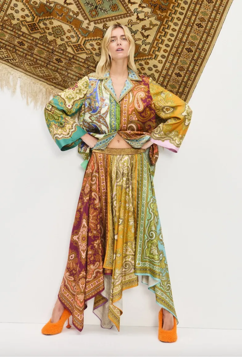 Alémais Clemenza Spliced Scarf Silk Skirt