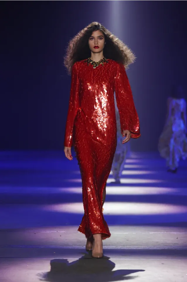 Alémais Geanie Long Sleeve Sequin Gown