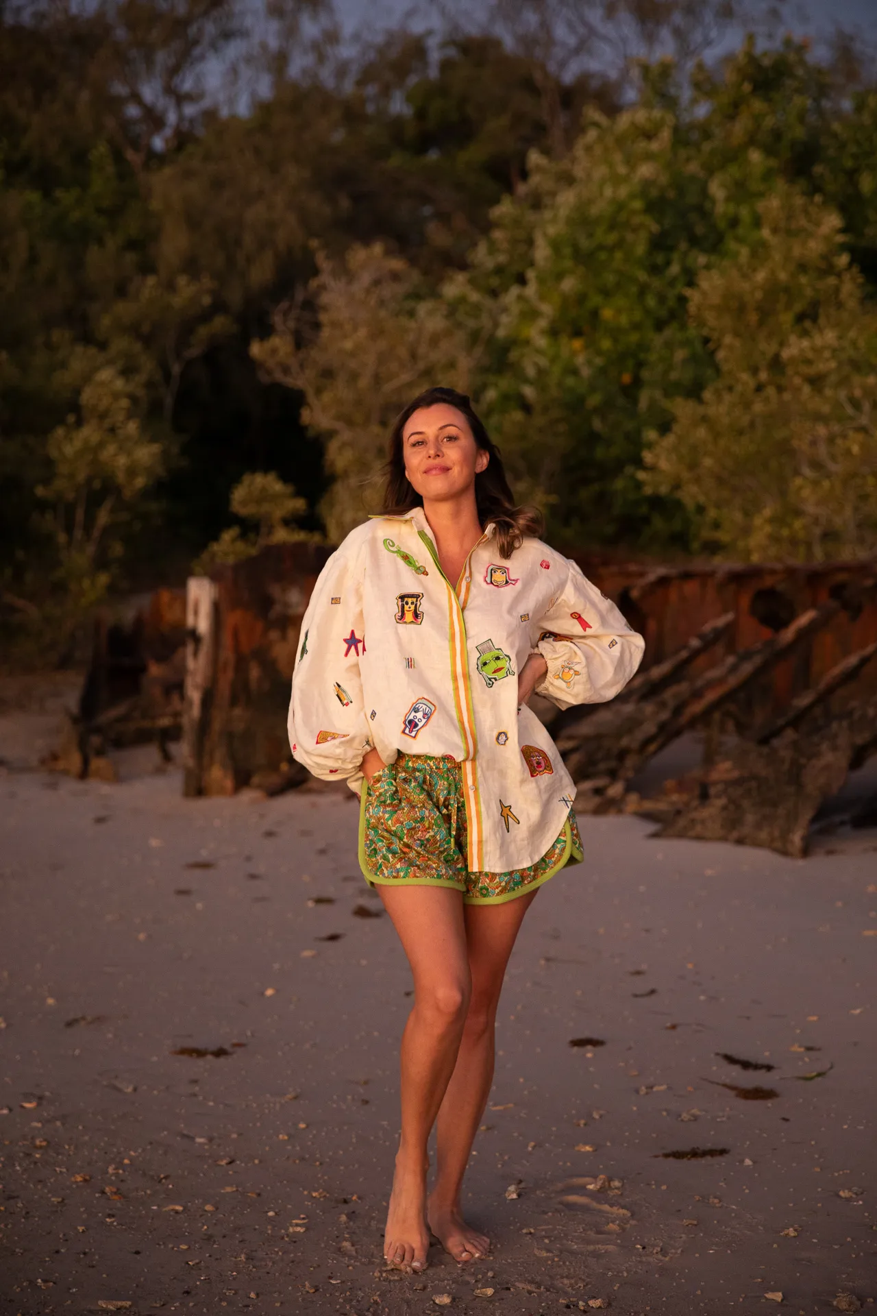 Alémais Checkers Set - Embroiderd Shirt and Harmonia Short