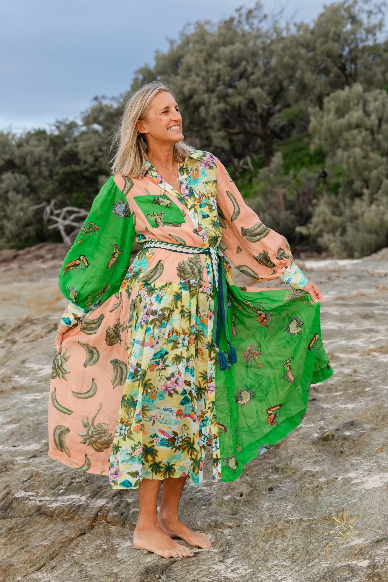 Alémais Holiday Patchwork Shirtdress