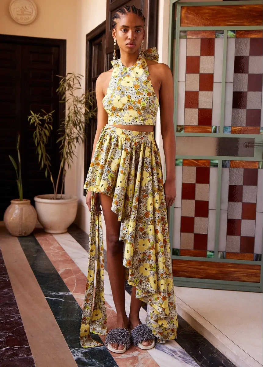 Alemais Orange Blossom Set - Top and Assymetrical Skirt