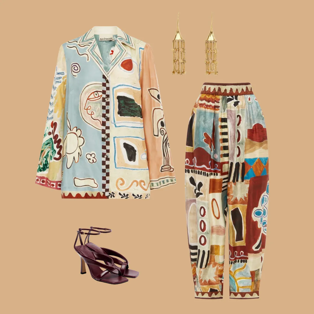 Alémais Michelle Silk Set - Shirt and Tapered Pant