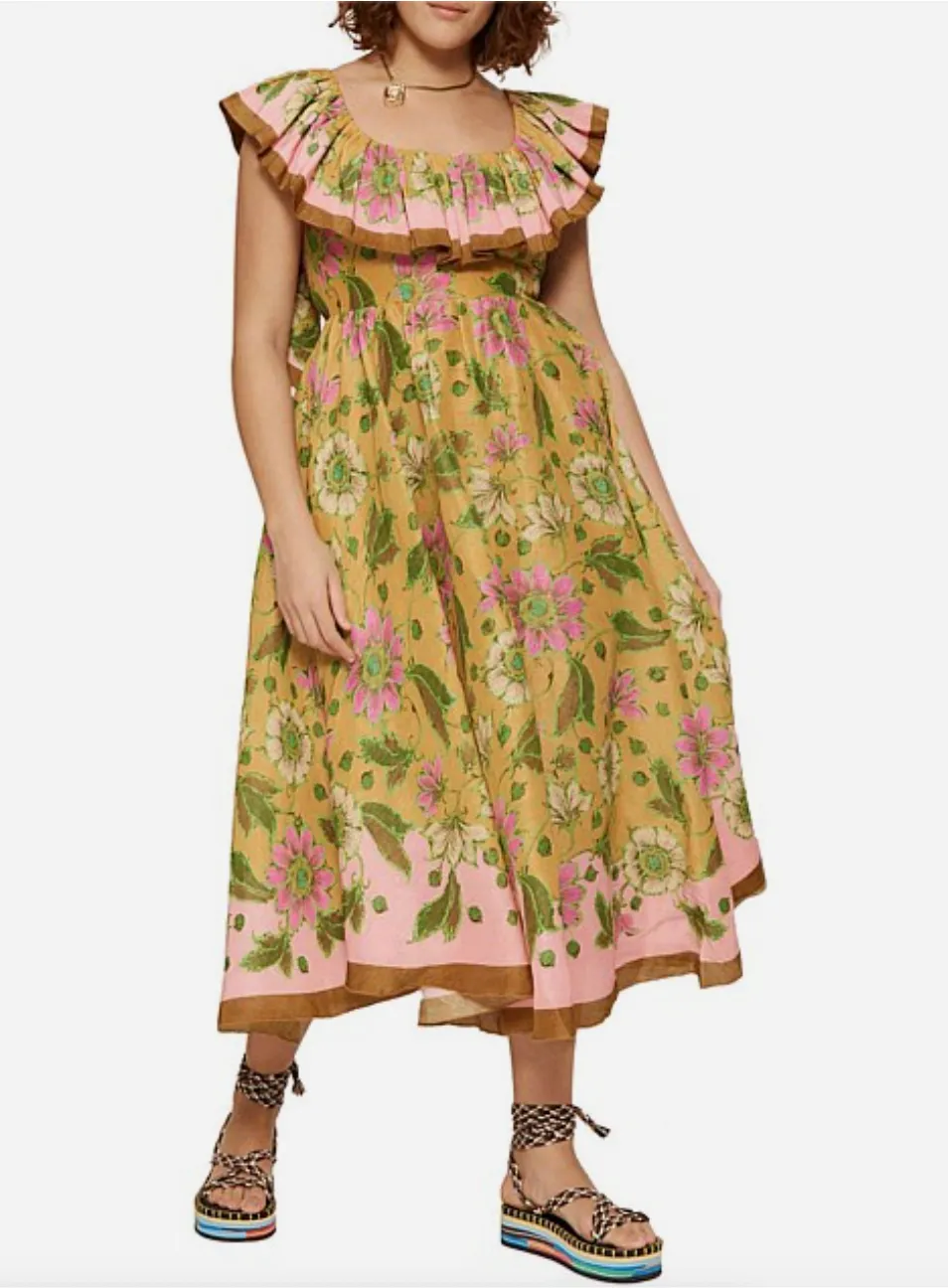 Alémais Winnie Ruffle Neck Midi 