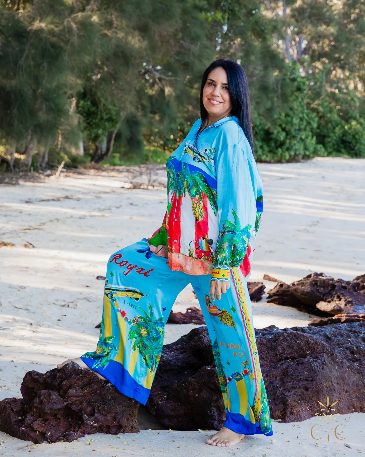 Alémais All Aboard Silk Set - Shirt and Pant