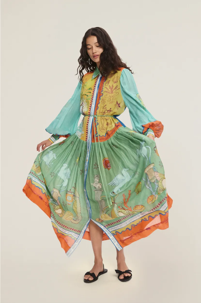 Alémais Surrealist Summer Ramie Shirtdress