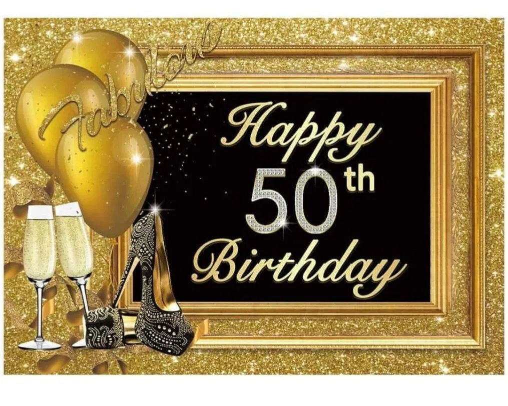 50th Gold Birthday Banner